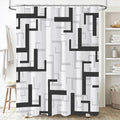 BTTN 72x84 Extra Long Fabric Geometric Shower Curtain Set, Black and