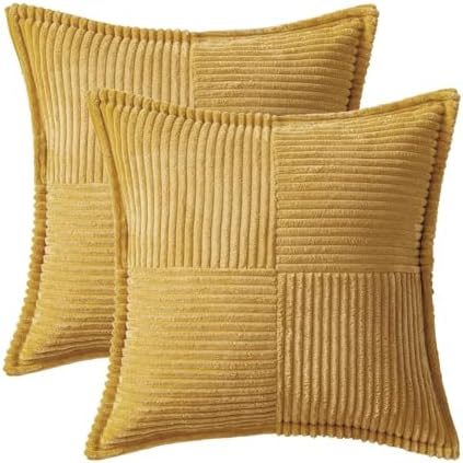 MIULEE Decorative Throw Pillow Covers for Couch 20x20 Inch Gold 2 Pack
