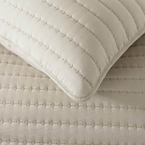 ROARINGWILD Beige Quilted Quilt Set, Queen Size, Lightweight, 3 Pieces