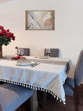 Waterproof Tablecloth Tassel Cotton Linen Wrinkle Free Washable