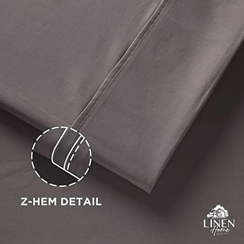 Linen Home King Size Flat Sheet Only 100% Cotton Percale, Charcoal
