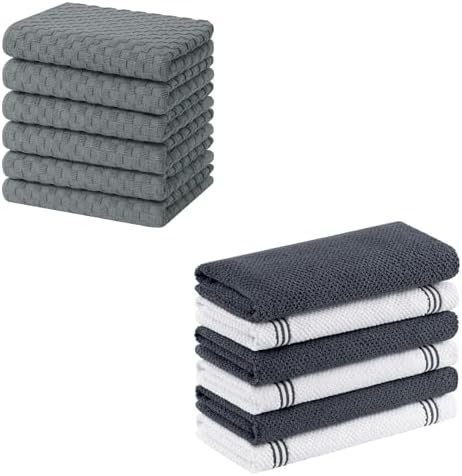 Homaxy 100% Cotton Terry Kitchen Towels(15" x 25", 6 Pack), Soft and