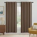 RYB HOME Brown 100% Blackout Linen Curtains 72 Inch Long for Bedroom