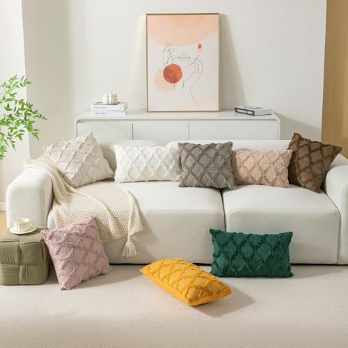 Set of 2 Soft Moroccan Throw Pillow Covers 20x20 Inch Plush Boho