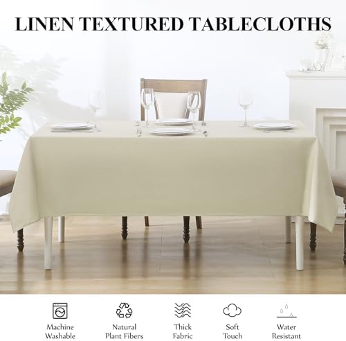 Faux Linen Rectangle Tablecloths 60x102in Beige Waterproof 1 Pack