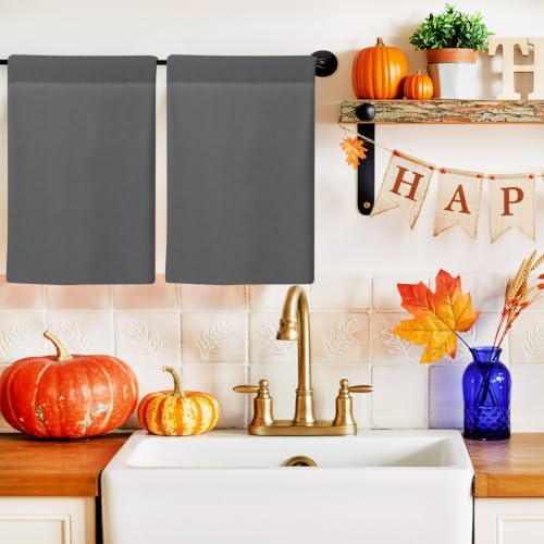 Charcoal Gray Kitchen Towels Set of 4 Vintage Minimalist Solid Color