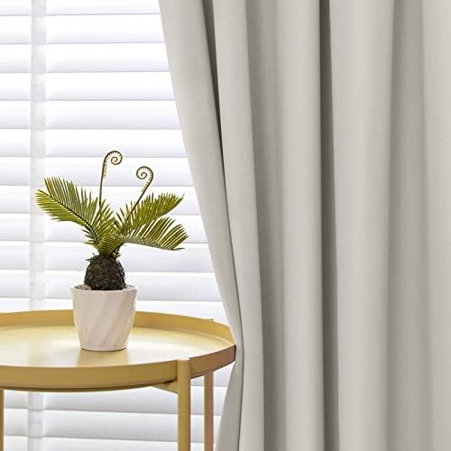 Yakamok 72 Inches Light Beige Rod Pocket Blackout Curtains for Bedroom