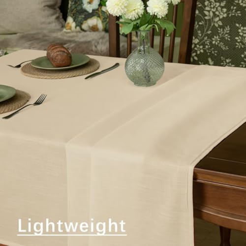 Natural Linen Rectangle Tablecloth, 2 Pack Slubby Textured Fall