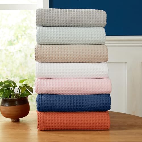 100% Cotton Waffle Weave Queen Bed Blanket | Soft, Breathable, and