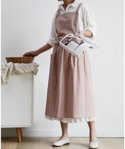 Adjust Cotton Linen Cooking Apron, Fabric Coffee Restaurant Canvas