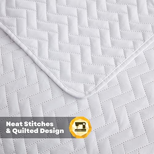 Maple&Stone White Quilt Set Queen Size, Lightweight Bedspread