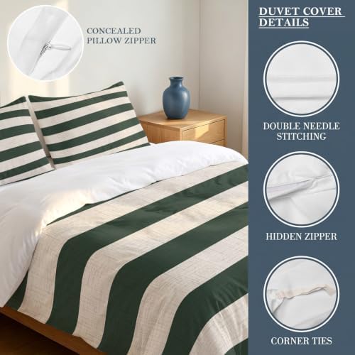 Duvet Cover King Size 3 Piece Bedding Set, Modern Minimalist Stripes