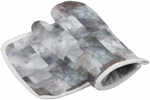 Oven Mitts and Pot Holder Set for Kitchen, Splicing Blocks Abstract