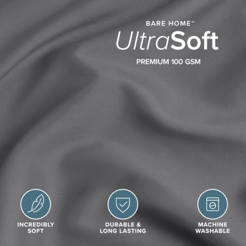 Bare Home Duvet Cover Set 1800 Ultra-Soft (King, Grey)