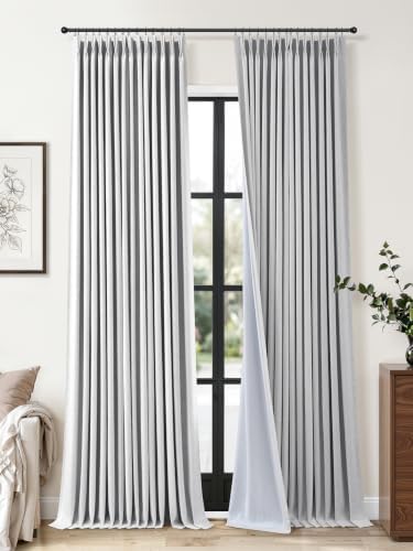 Jowels Grey Pinch Pleated Linen Blackout Curtains 84 inch Long 2
