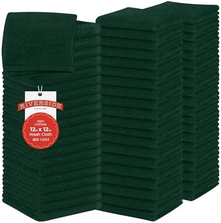 RIVERSIDE 60-Pack Cotton Washcloths – Soft & Absorbent Face Towels