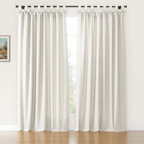 Ivory Bei Tab Top ain 34x63 Inches | Light Reducing Lined Cotton Linen