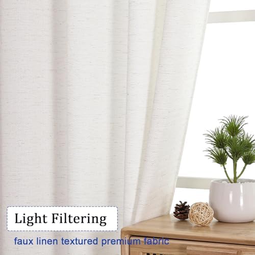 Chyhomenyc Bennet Linen Curtains 72 Inch Length 2 Panels Set, Burlap