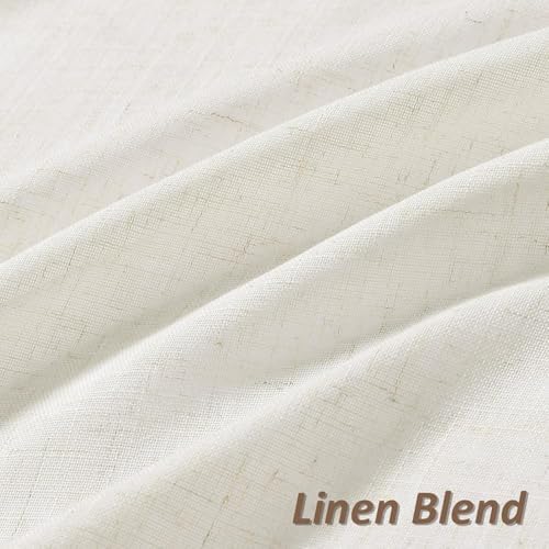 Guken Linen Curtains W38xL72 Inch for Living Room Rod Pocket Ivory