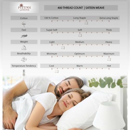 Pizuna 100% Cotton King Flat Sheet 400 Thread Count Ash Grey