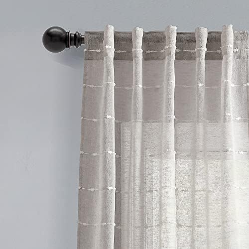 Lush Decor Farmhouse Textured Back Tab/Rod Pocket Sheer Window Curtain