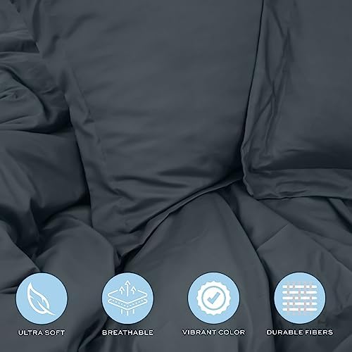 White Classic Grey Duvet Cover King Size, Microfiber Duvet Cover with