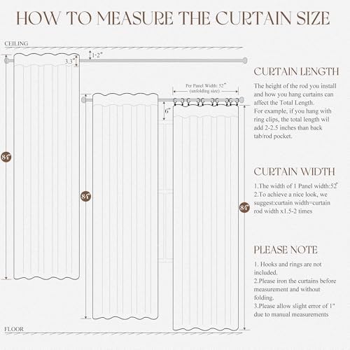 Jowels Oatmeal Linen Blackout Curtains 84 Inches Long for Bedroom