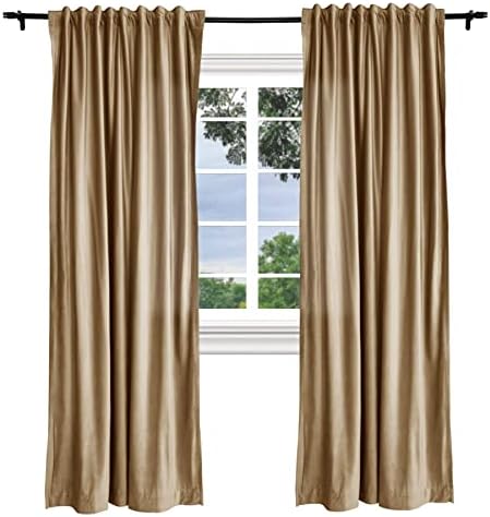 Fcosie Tobacco Brown Back Tab/Rod Pocket 2-in-1 Header Velvet Curtains