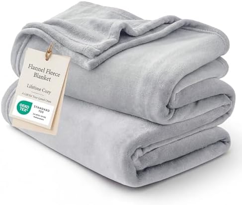 Bedsure GentleSoft Fleece Blanket California King Light Grey