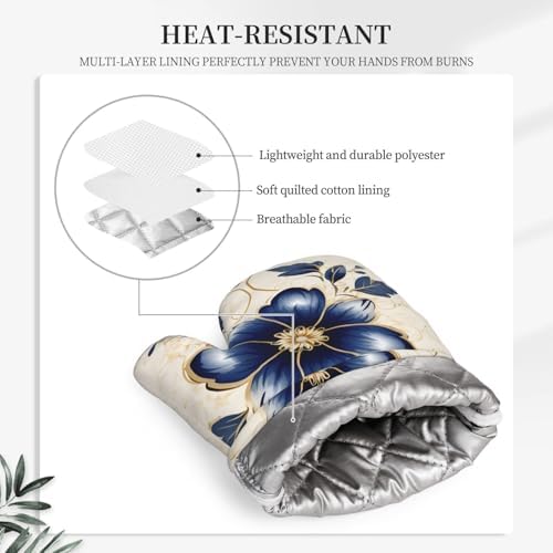 2pcs Silicone Oven Mitts Set Heat Resistant Oven Glove Non-Slip Grip