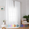 Simplebrand Sheer White Curtains 96 Inches Long 2 Panels for Living