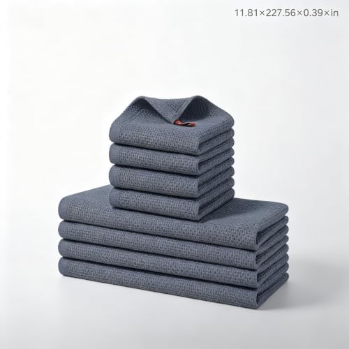 8 Pack 100% Cotton Kitchen Towels and Dishcloths Set