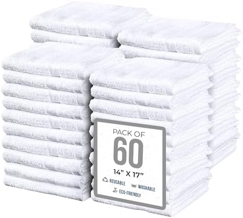 SIMPLI-MAGIC Commercial Grade Soft Plush Cotton Terry Towels, 60-Pack