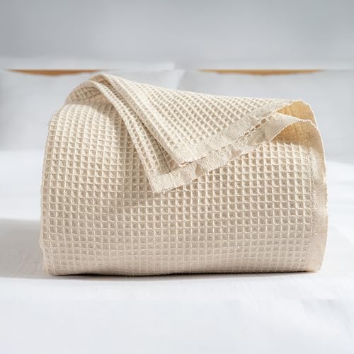 100% Turkish Cotton Waffle Blanket Cal King - Cozy, Airy, Lightweight