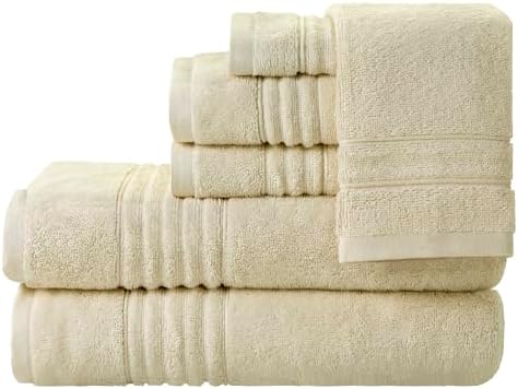 SKL Home Classic SoftTouch Cotton Premium 6-Piece Towel Set, Cream