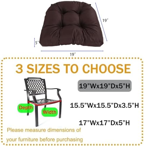 amberr Outdoor Chair Cushions Set of 2, Waterproof Outdoor Seat