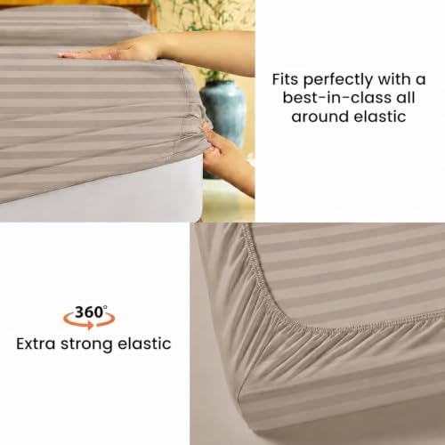 King Size Striped Sheet Set - 30"-32" Inch Extra Deep Pocket 100%