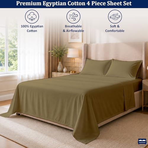 Cottingon 4 Pc Twin Extra Long Sheets for Dorm Bedding, 100% Egyptian