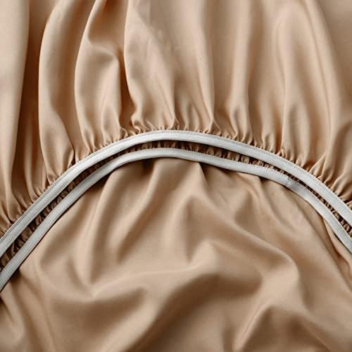 Horbaunal Extra Deep Pocket Queen Fitted Sheet Only, Taupe