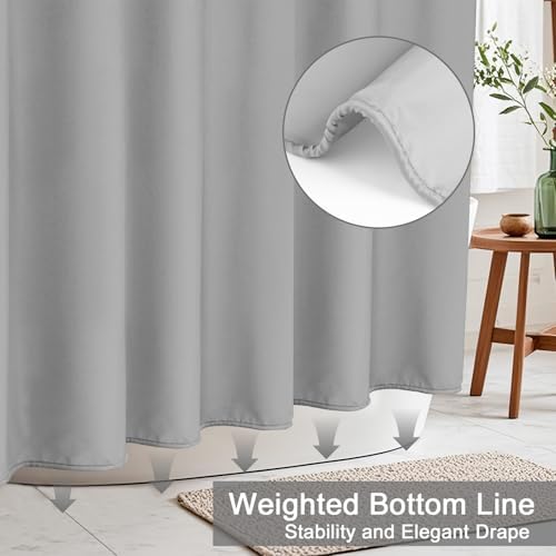 AooHome Shower Curtain Liner, Fabric Bathroom Curtain with Hooks for