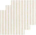 Beige Striped Dish Towels Set, Waffle Weave Kitchen Towels 3 Pieces