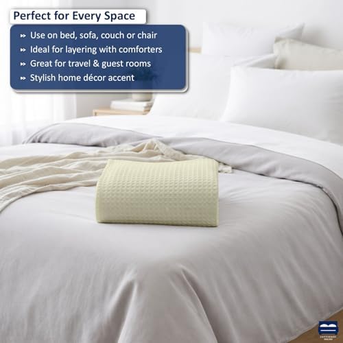 Cottingon 100% Cotton Queen Waffle Weave Blanket - Cooling Lightweight