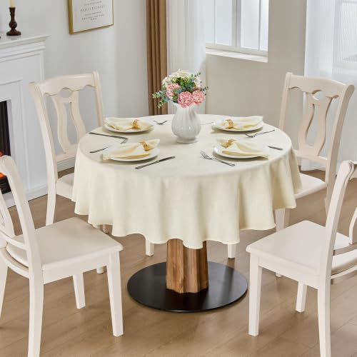 Beige Jacquard 70 inch Round Thanksgiving Christmas Tablecloth