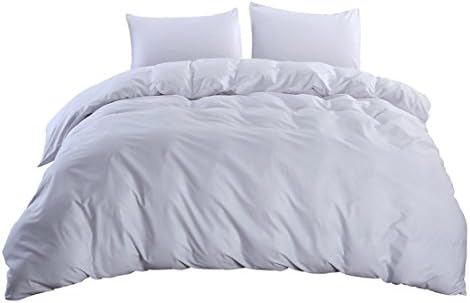 100% Natural Cotton Hotel Quality White Duvet Cover Queen Size 3 Pcs