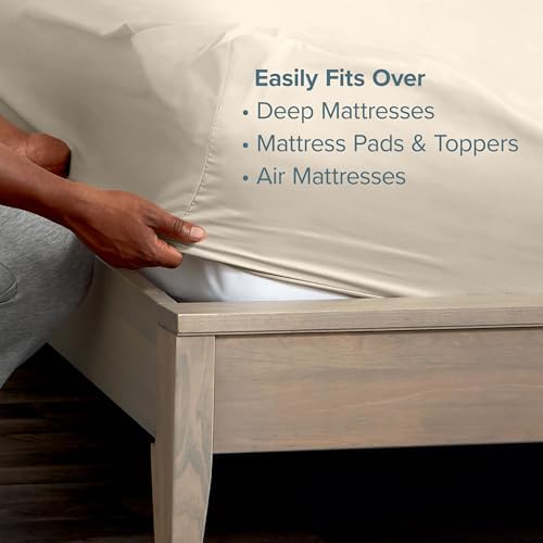 Bare Home Deep Pocket 22" Sheet Set 1800 Ultra-Soft (Full, Sand)