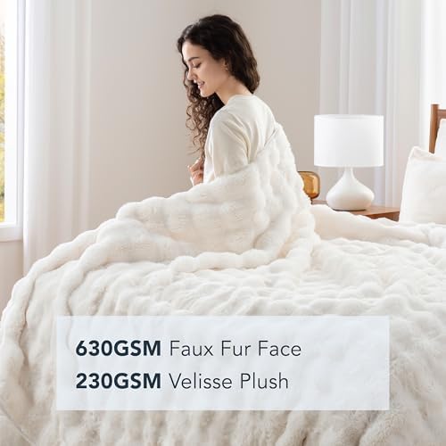 Berkshire Faux Fur & Velisse Reversible Blanket - Ultra Soft Plush