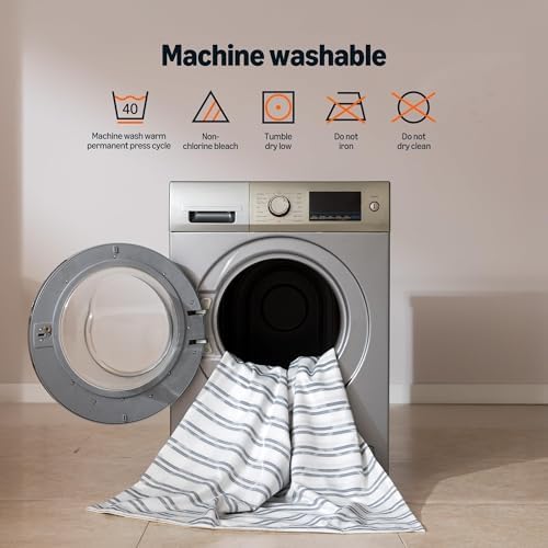 Amazon Basics Geometric Jacquard Fabric Shower Curtain for Bathroom