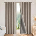 Joydeco 100% Blackout Curtains for Bedroom, Natural Linen Curtains