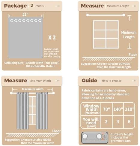 BGment 100% Tan Blackout Curtains for Living Room 96 Inch Long - 2