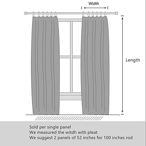 Pinch Pleated Light Filtering Linen Curtains 2 Panels, 34W X 108L